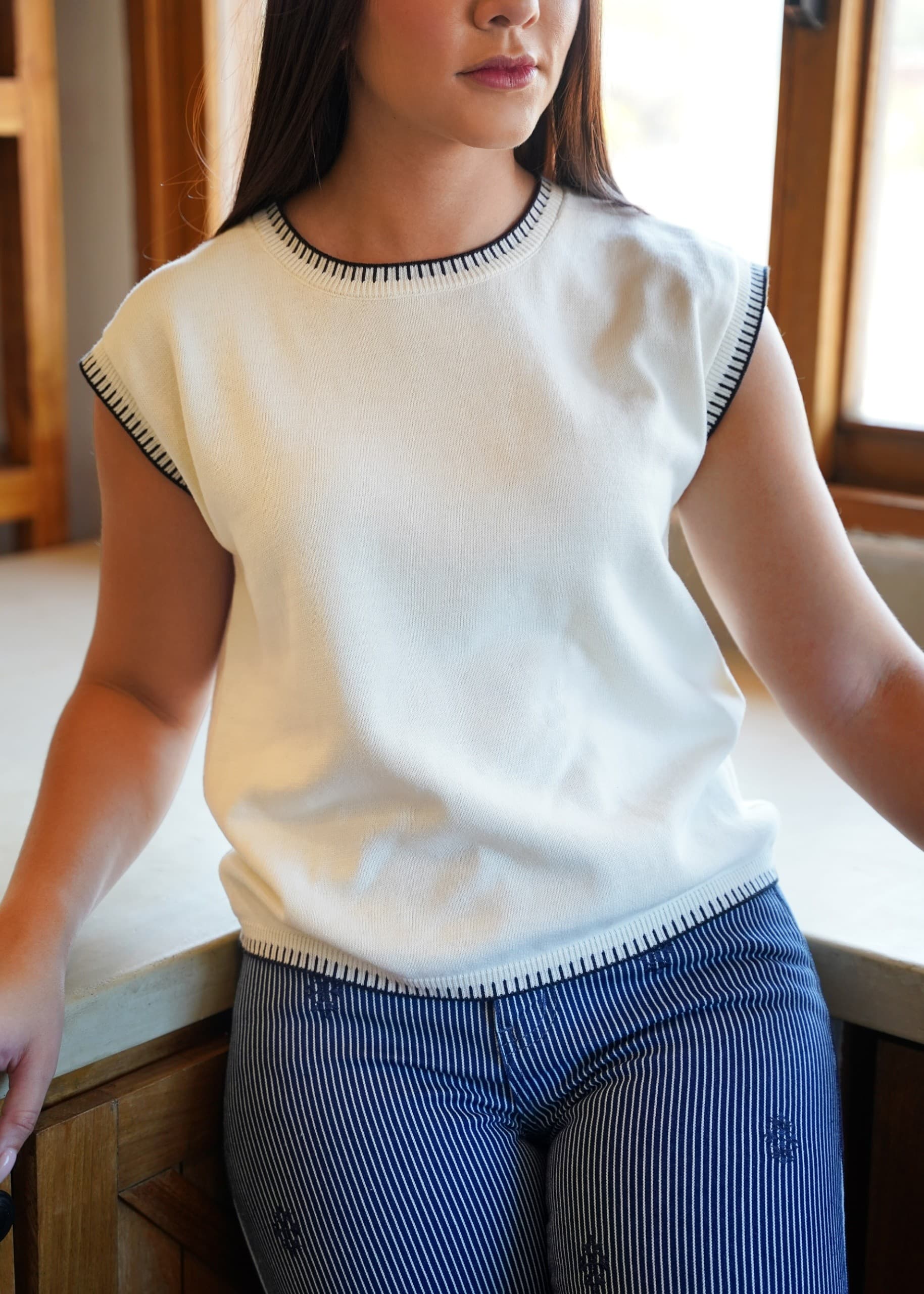 Camiseta Crema Punto Ribete