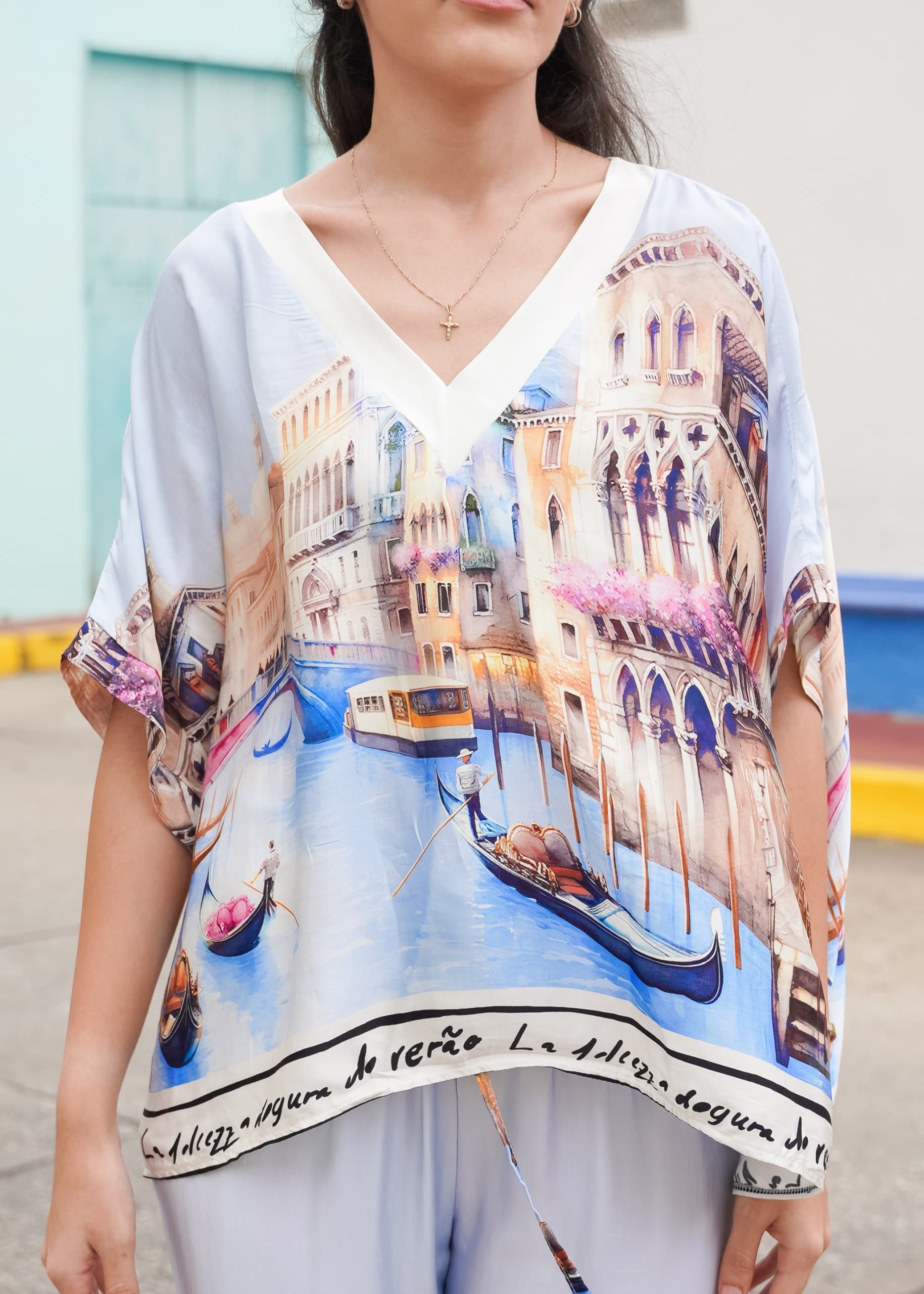 Top Kaftan Estampado Paisaje