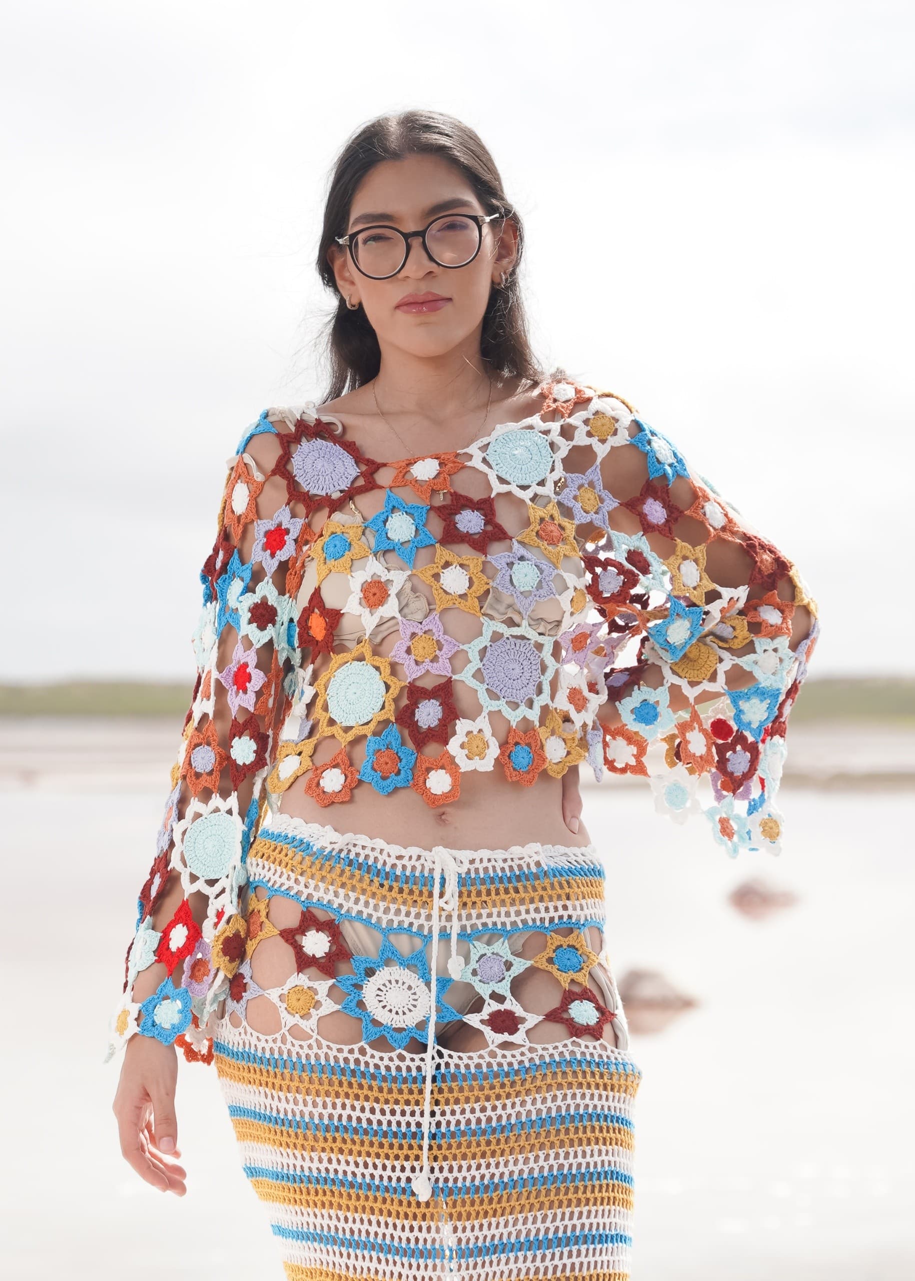 Top Crochet Floral Multicolor