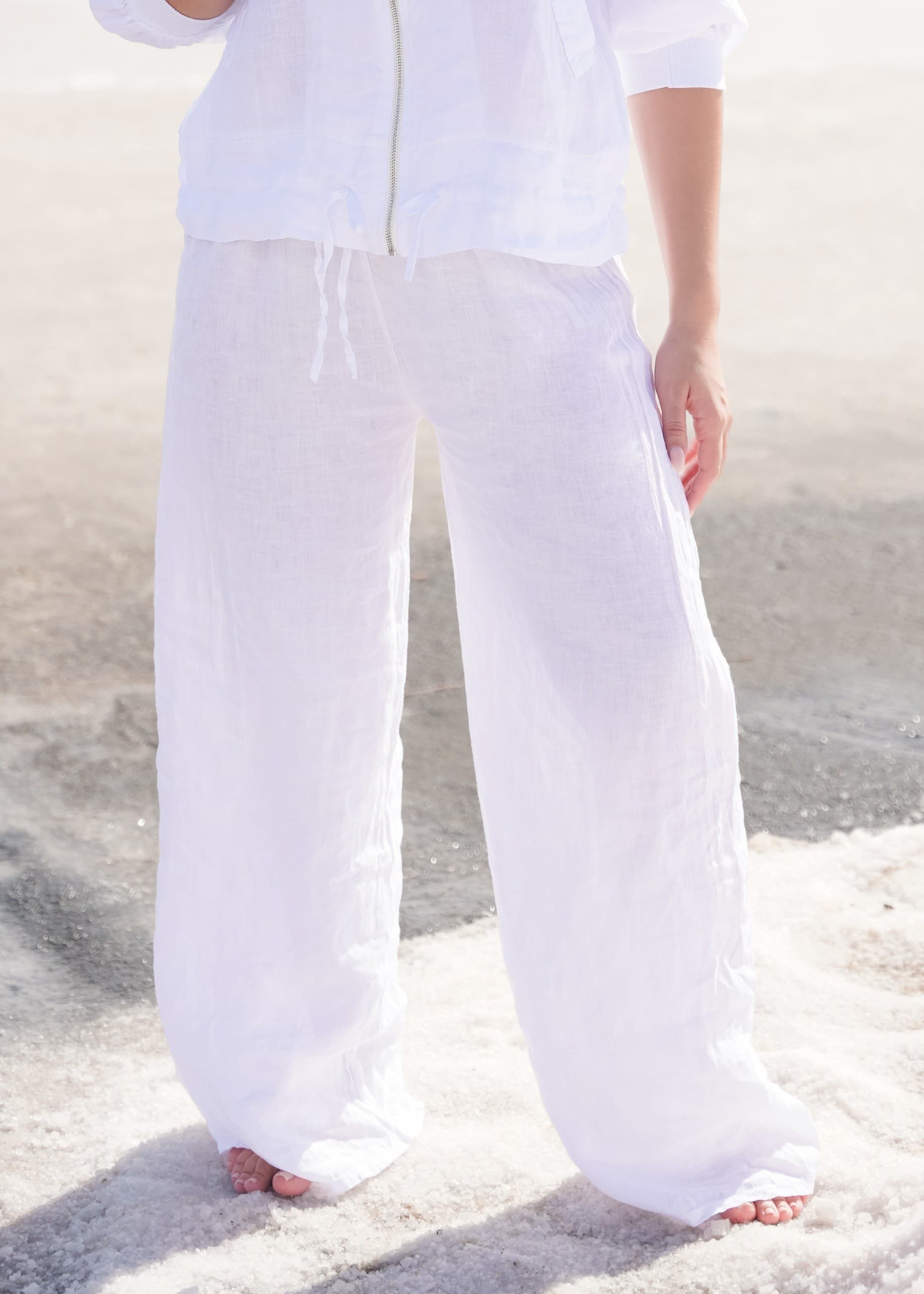Pantalon Lino Blanco Cordon