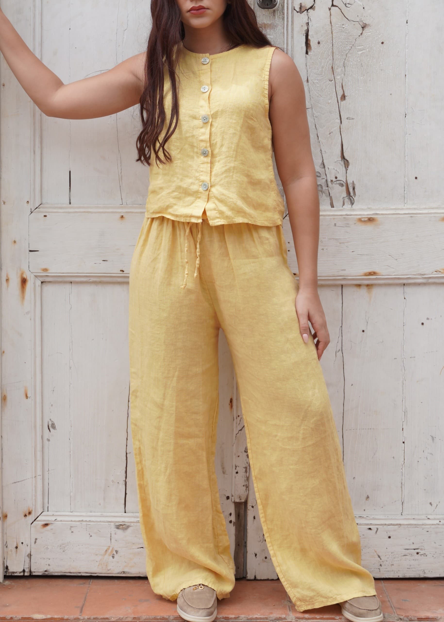 Conjunto Lino Amarillo 2 Piezas