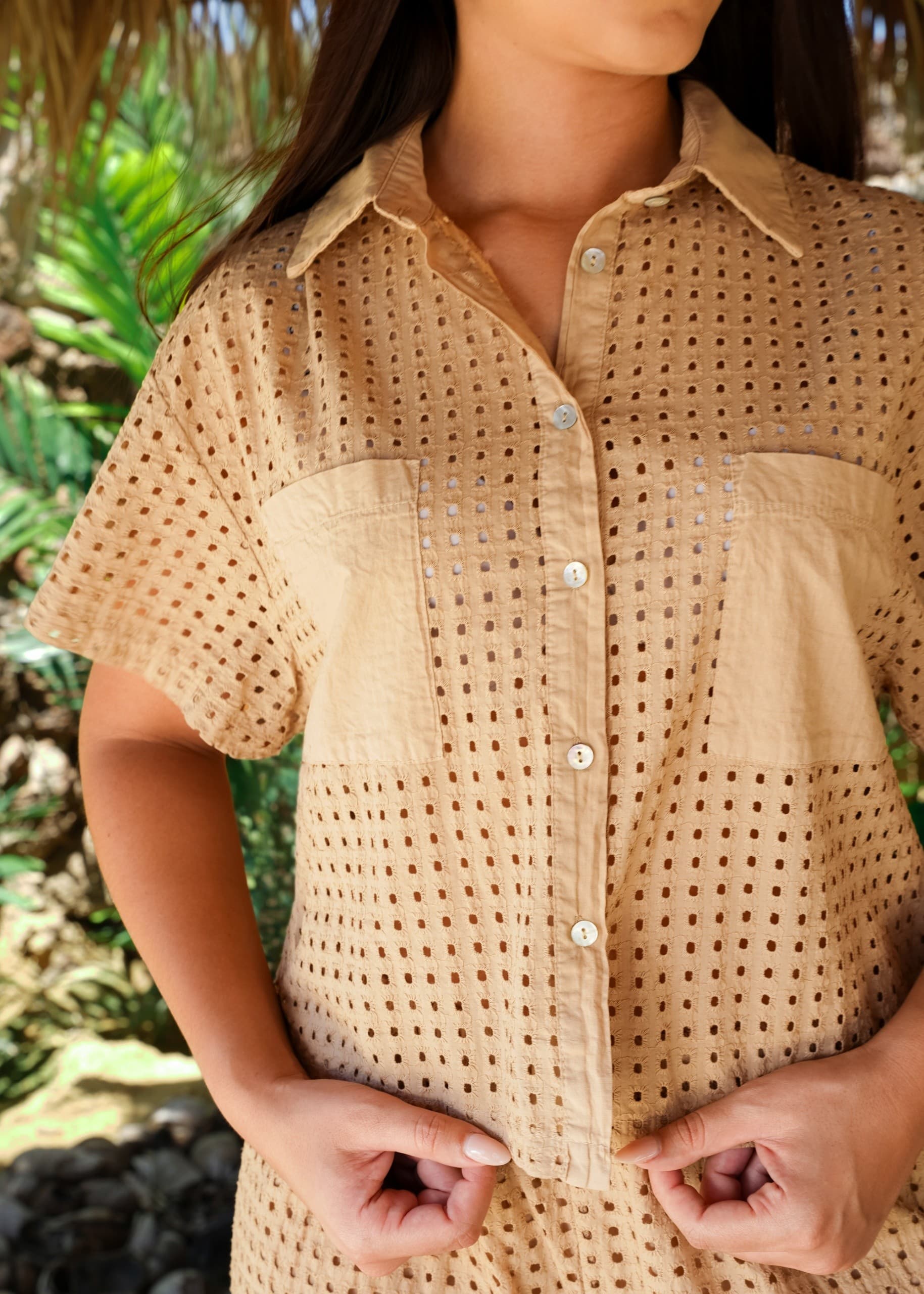 Camisa Calada Camel Manga Corta