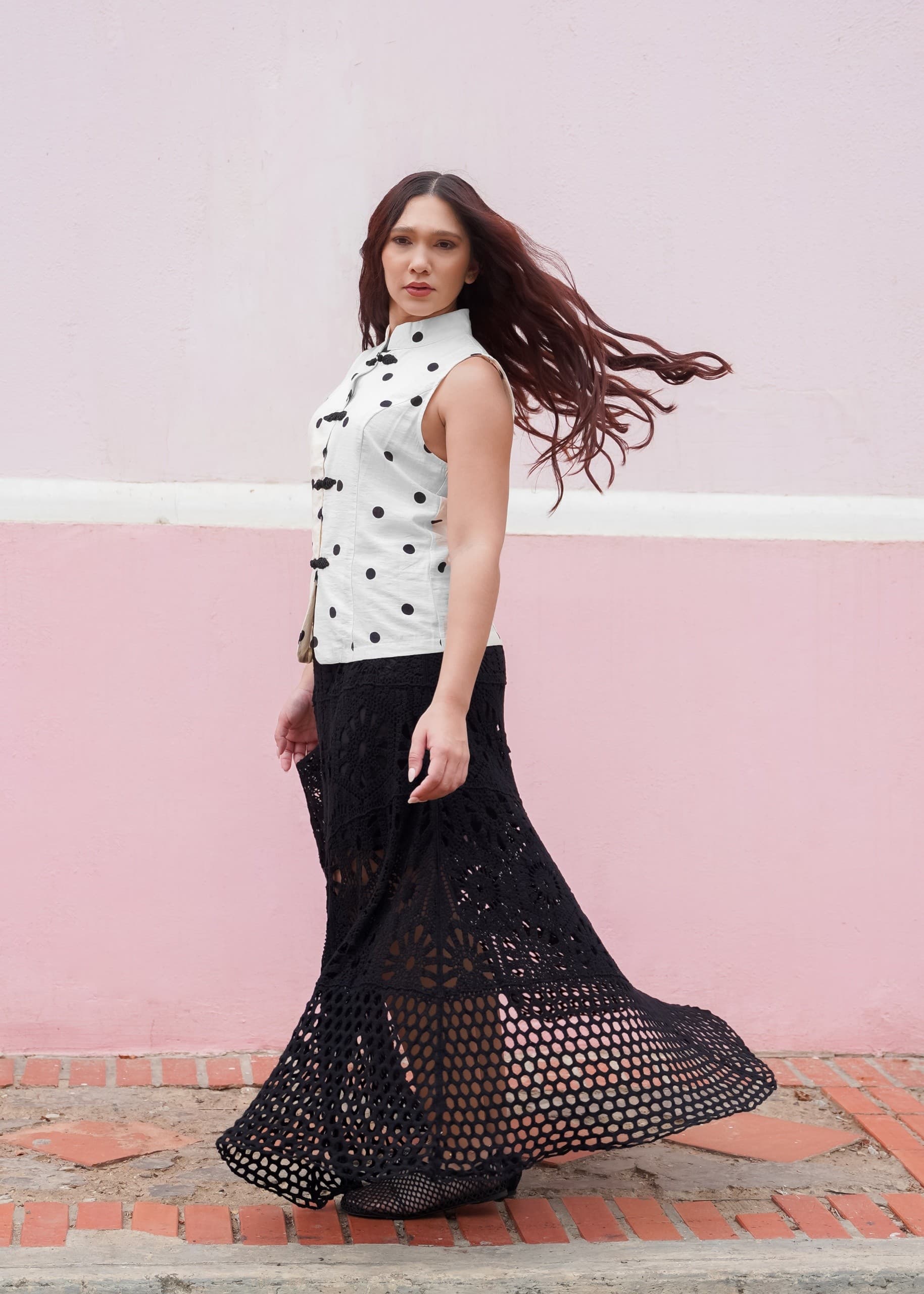 Falda Maxi Crochet Negra